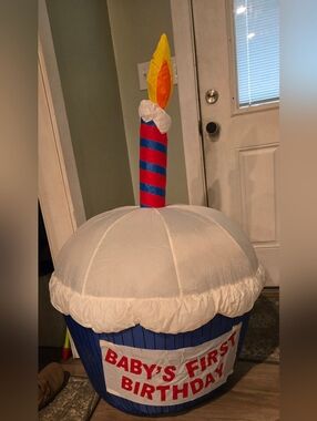 Inflatable Baby's first Birthday cupcake, 4 feet tall!